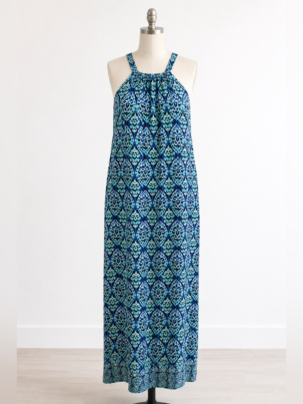 The Good Journey Women's Halter Maxi Dress Blue and Green Size 4